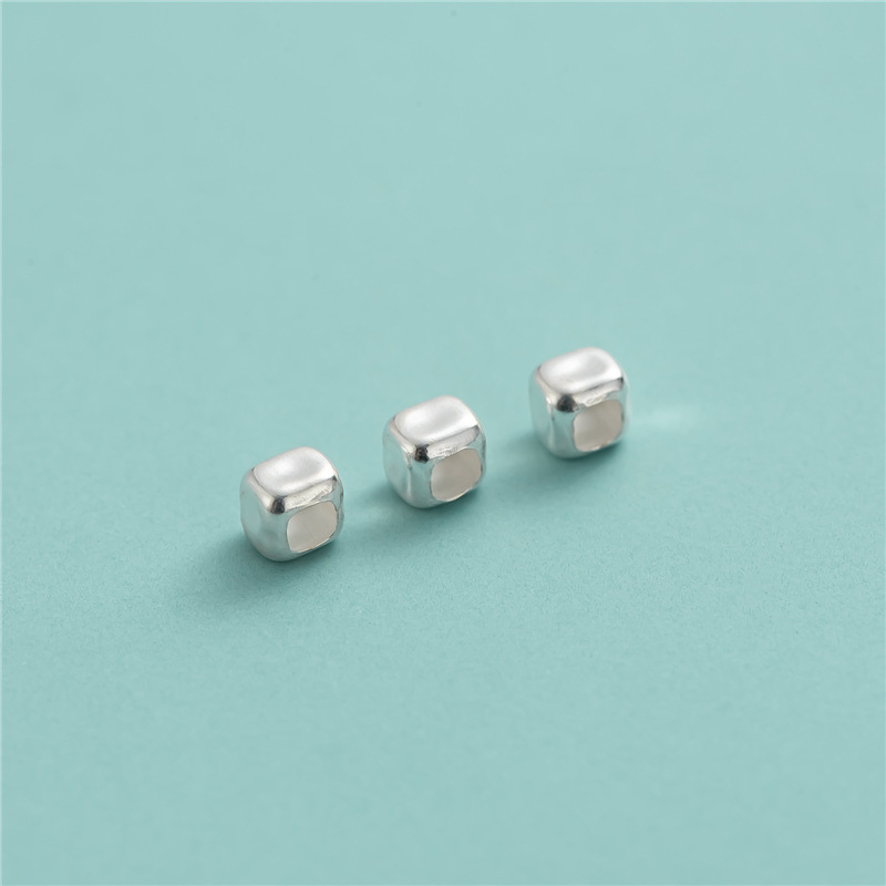 S925 sterling silver small cube 3MM spacer beads 15 pieces DIY accessories