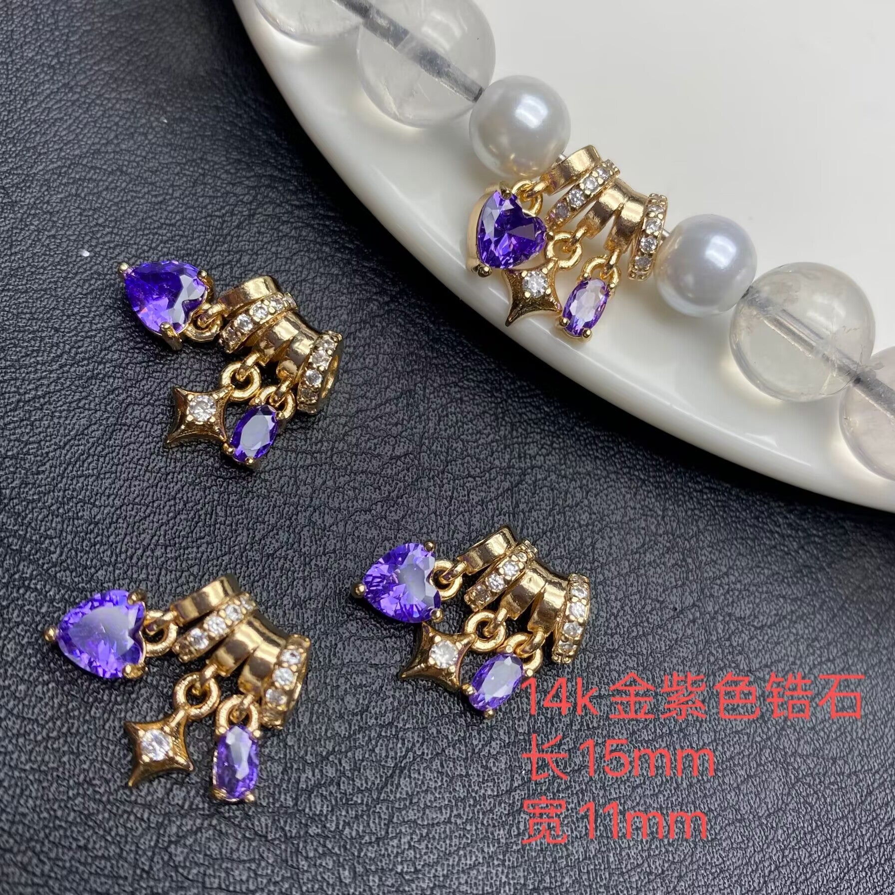 DIY 14k crystal bracelet/jewelry accessory with diamond inlay