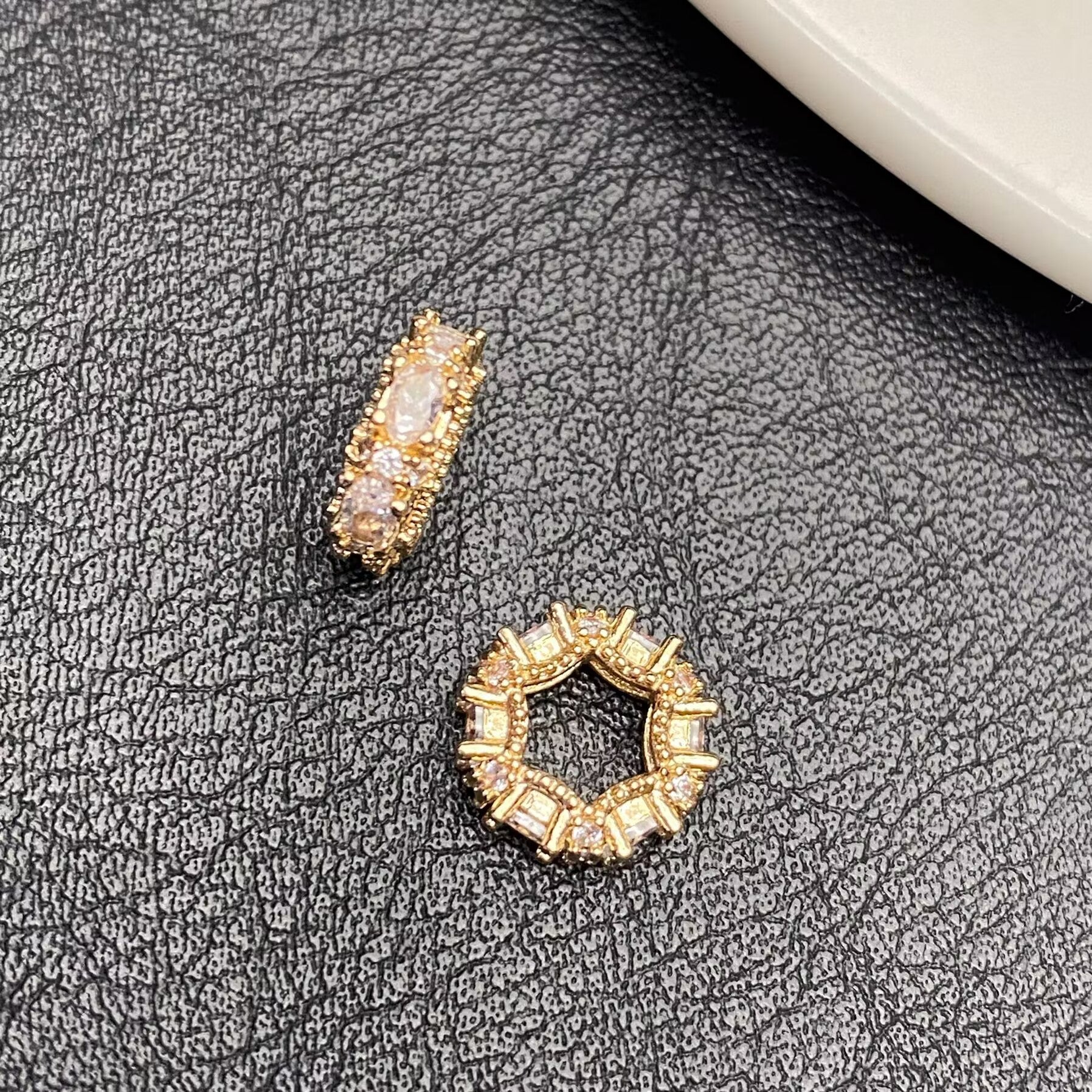 Zircon spacers, DIY 14k crystal bracelet/jewelry accessory, diamond-encrusted beads, trendy Instagram style.