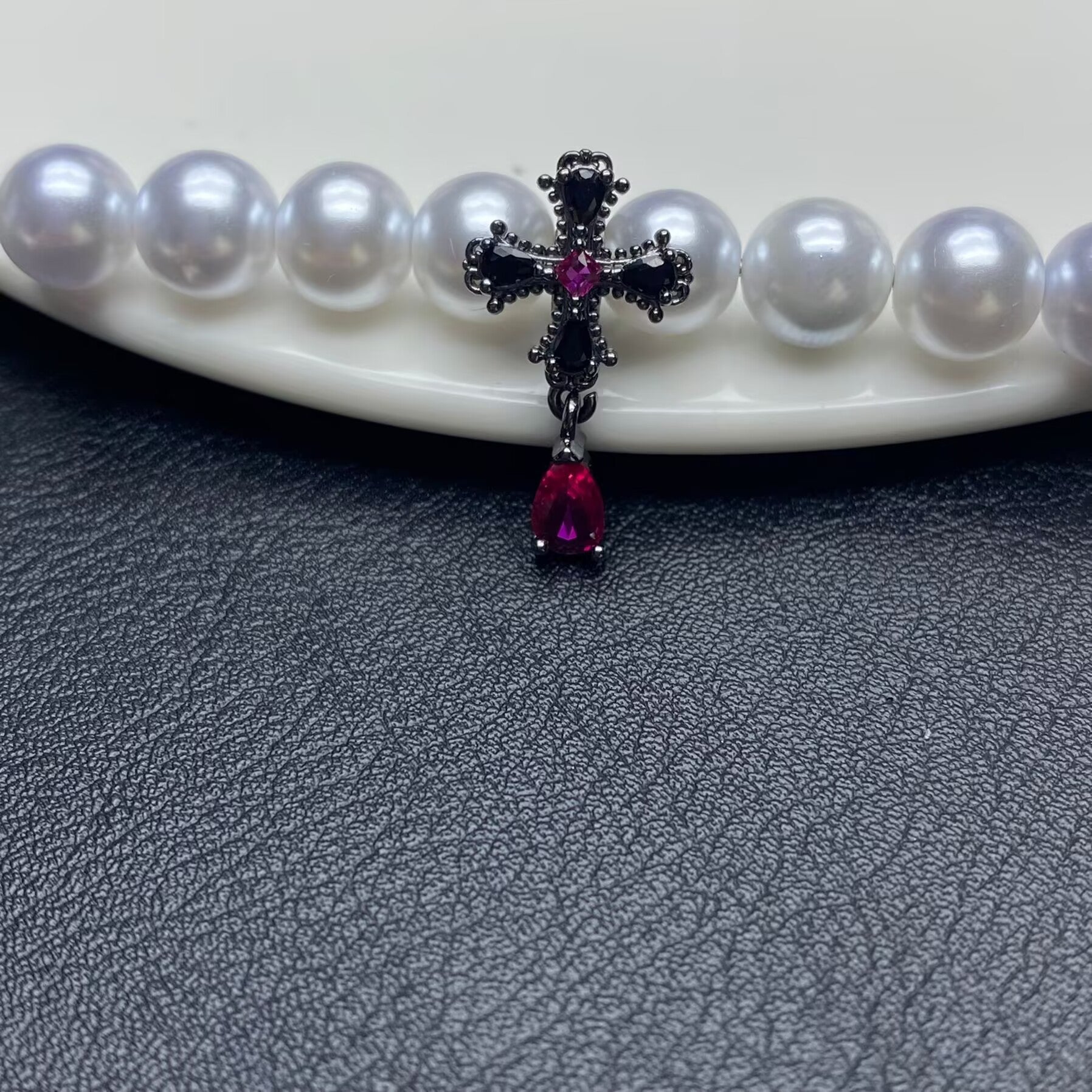 14k gold-plated diamond-encrusted cross teardrop spacer pendant DIY crystal bracelet/beaded accessory