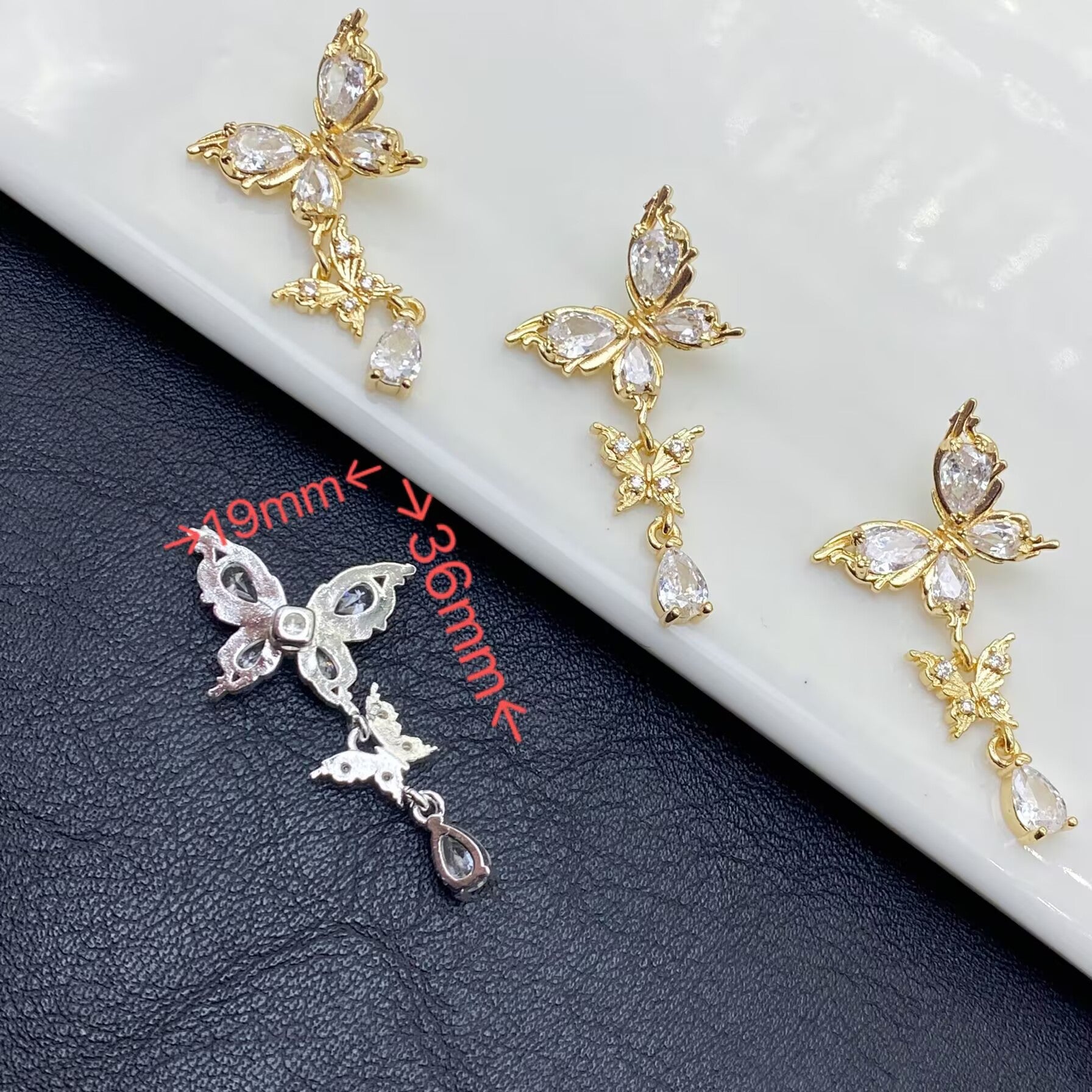 Color-retaining zircon butterfly four-way tassel beaded handmade crystal bracelet/jewelry accessory beading