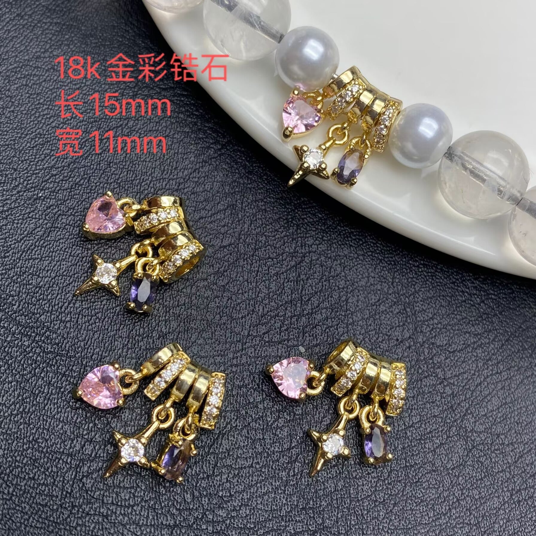 DIY 14k crystal bracelet/jewelry accessory with diamond inlay