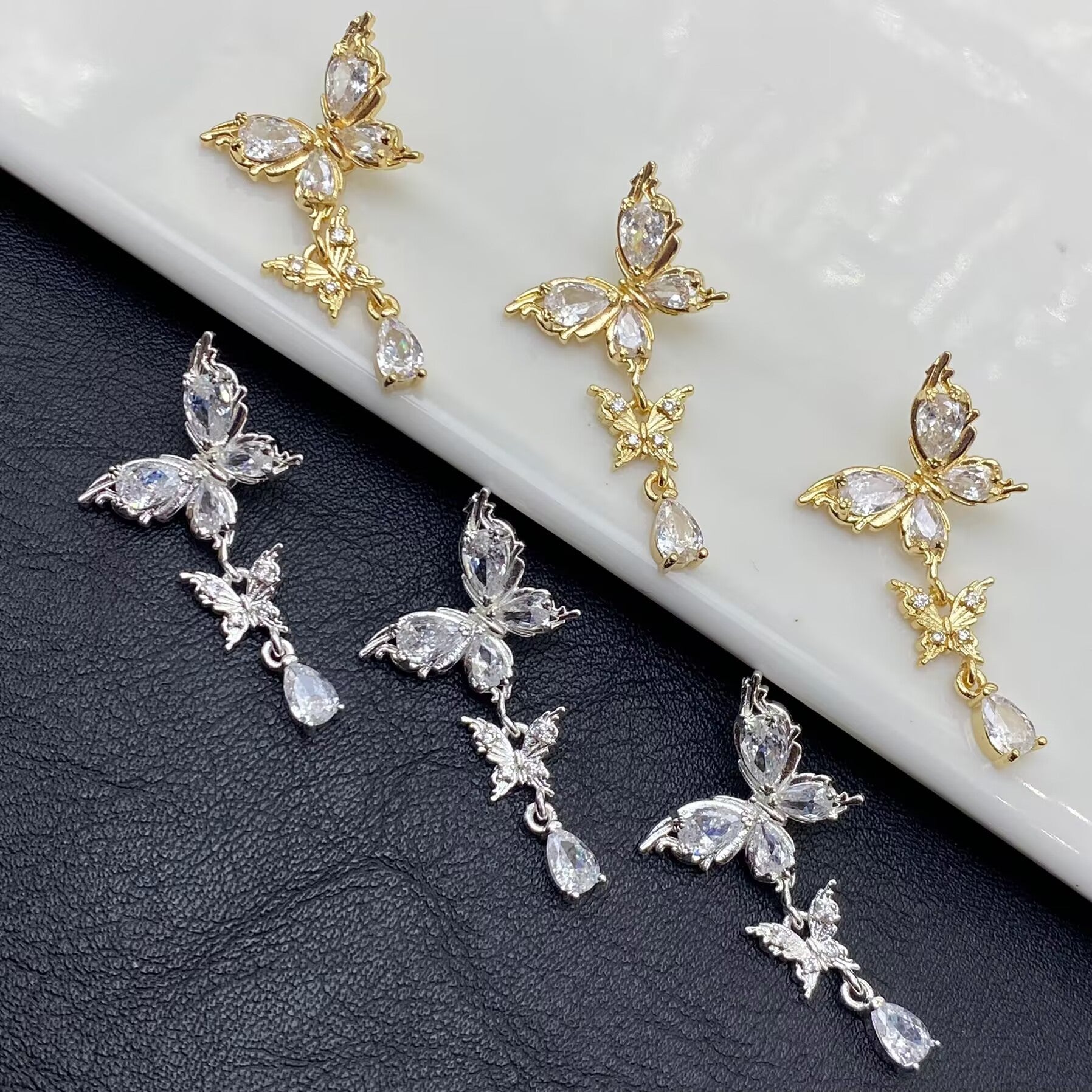 Color-retaining zircon butterfly four-way tassel beaded handmade crystal bracelet/jewelry accessory beading