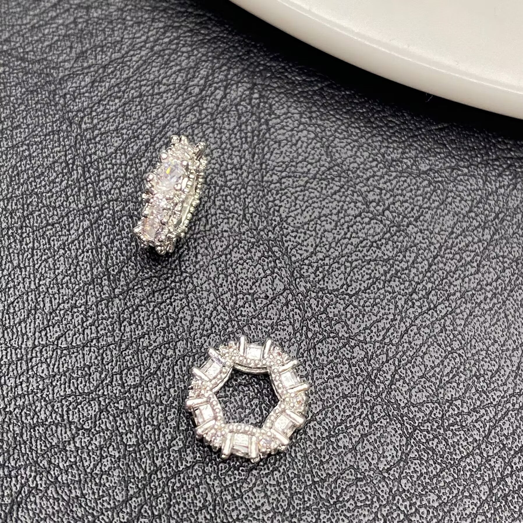 Zircon spacers, DIY 14k crystal bracelet/jewelry accessory, diamond-encrusted beads, trendy Instagram style.