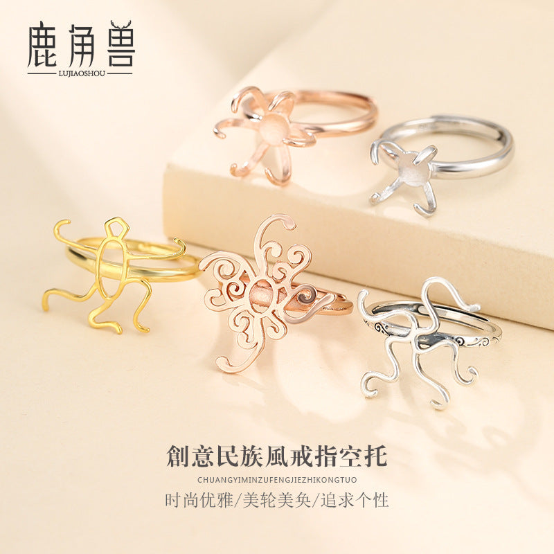 925 Sterling Silver Men's and Women's Ring Frame DIY 