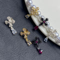 14k gold-plated diamond-encrusted cross teardrop spacer pendant DIY crystal bracelet/beaded accessory