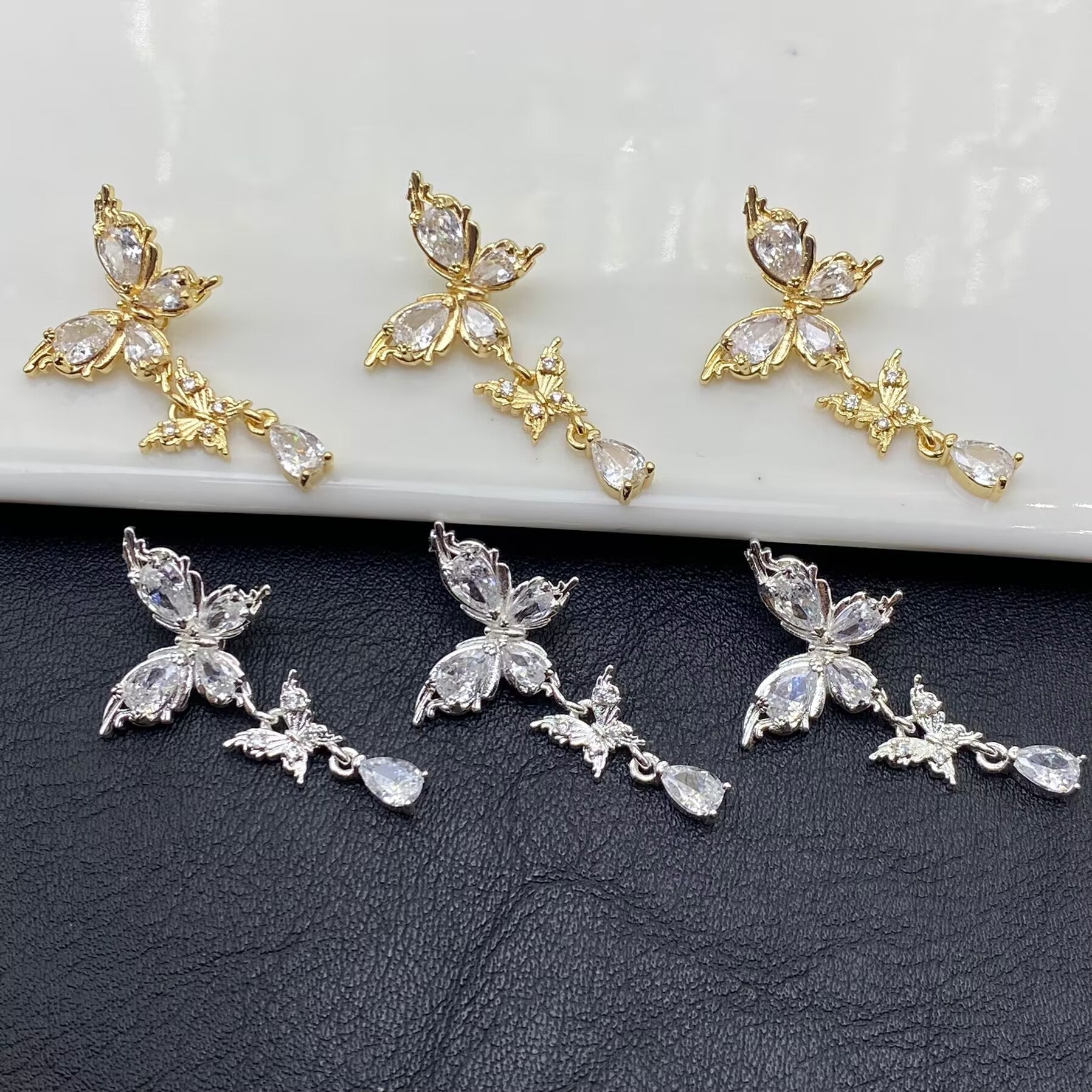 Color-retaining zircon butterfly four-way tassel beaded handmade crystal bracelet/jewelry accessory beading