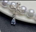 14k gold-plated diamond-encrusted cross teardrop spacer pendant DIY crystal bracelet/beaded accessory