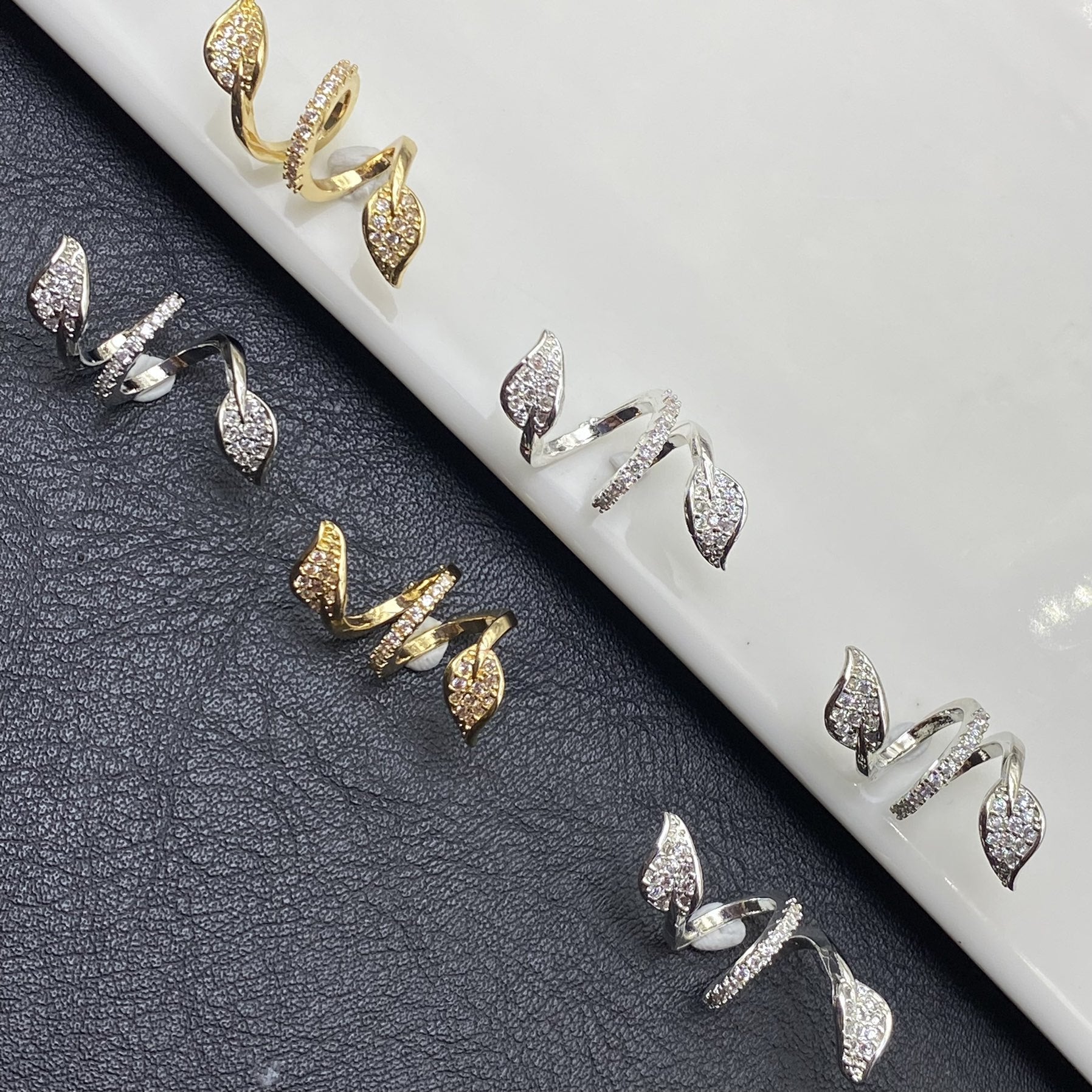 Color Retaining Zircon Leaf Full Diamond Flexible Ring Handmade Crystal Collectables-Autograph Bracelet Bracelet DIY Ornament Accessories Beaded