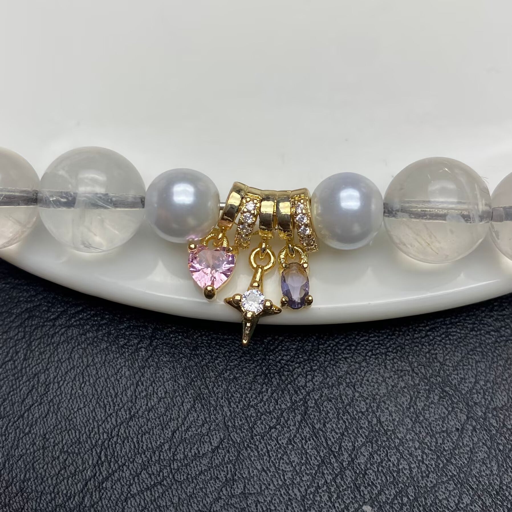 DIY 14k crystal bracelet/jewelry accessory with diamond inlay