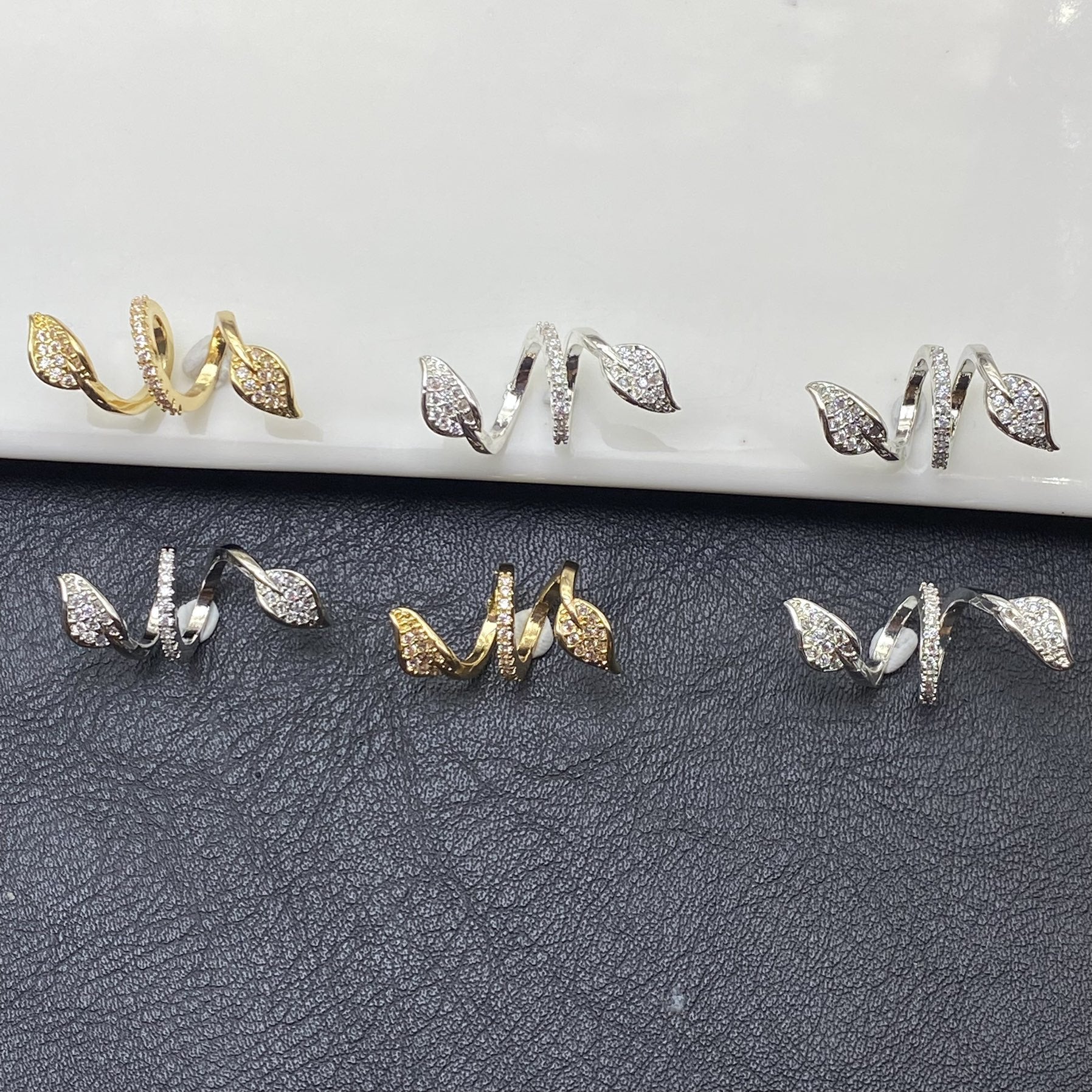 Color Retaining Zircon Leaf Full Diamond Flexible Ring Handmade Crystal Collectables-Autograph Bracelet Bracelet DIY Ornament Accessories Beaded