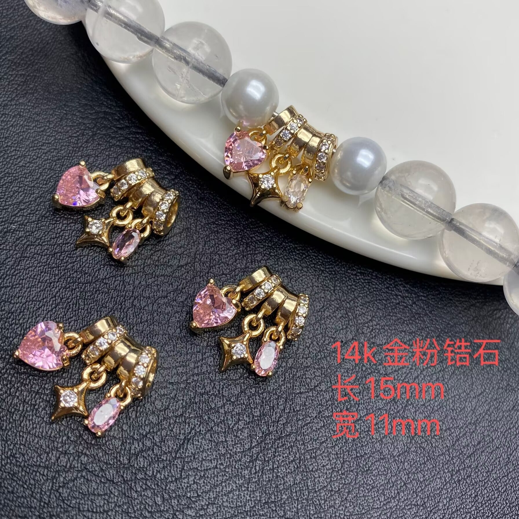 DIY 14k crystal bracelet/jewelry accessory with diamond inlay