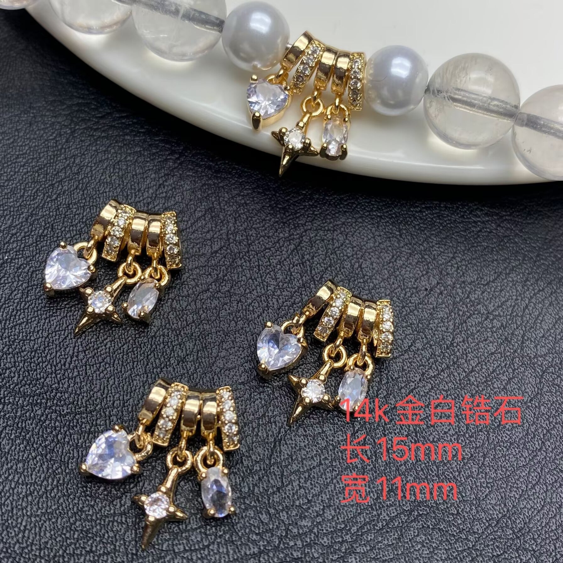 DIY 14k crystal bracelet/jewelry accessory with diamond inlay