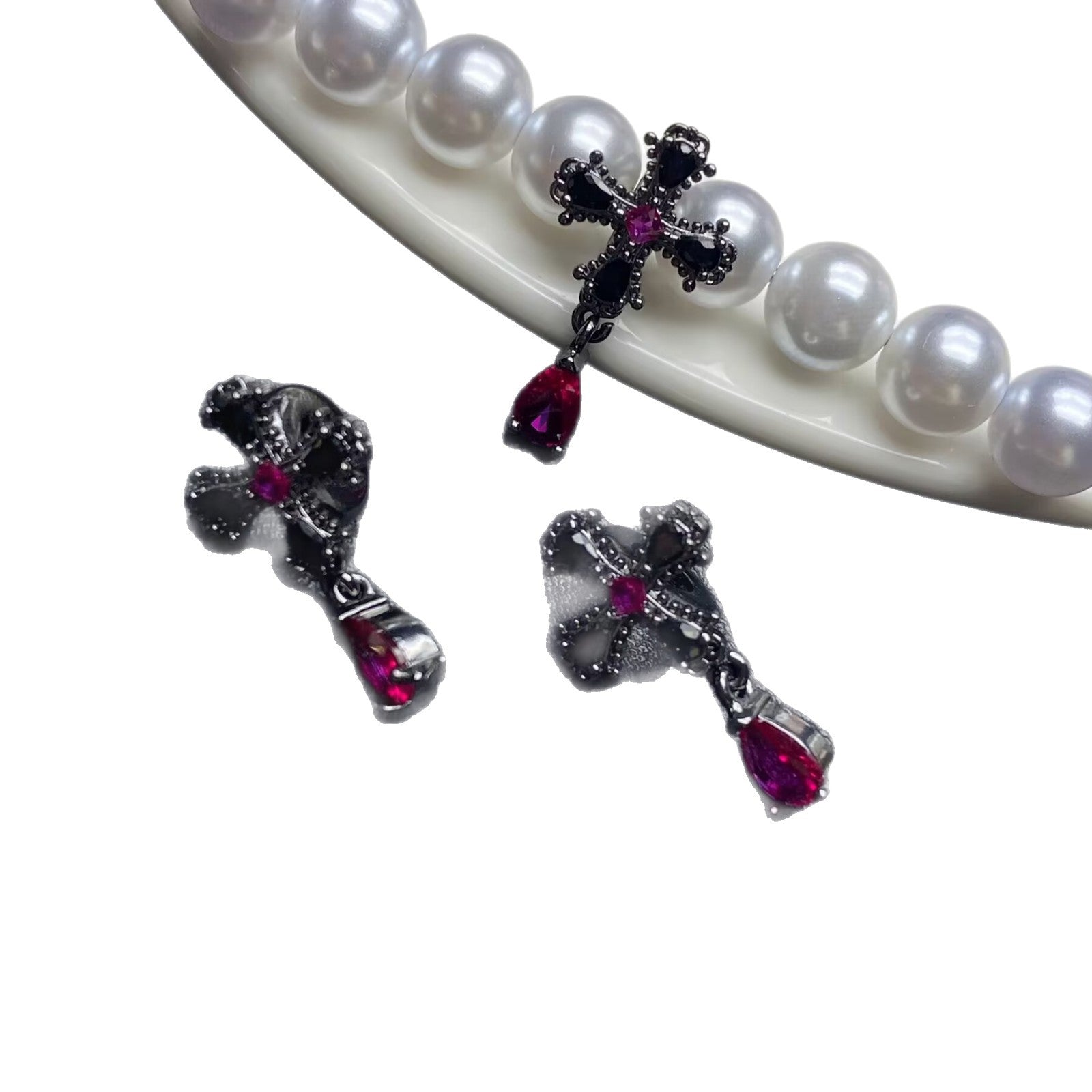 14k gold-plated diamond-encrusted cross teardrop spacer pendant DIY crystal bracelet/beaded accessory