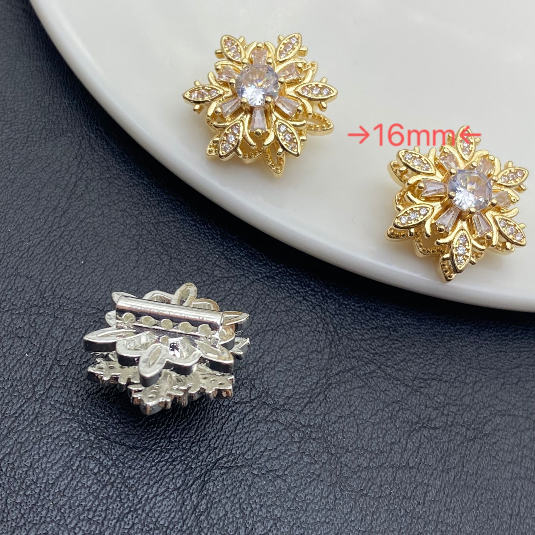 Double-layer rotating large snowflake spacer beads, color-preserving zircon loose beads, micro diamond beads, handmade crystal bracelet/jewelry bracelet.